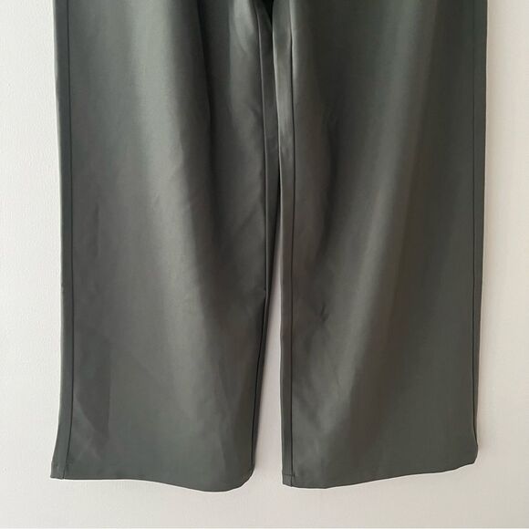 All:Row Pants Trousers Wide Leg High Waist Pleated Green Size Medium Annie Hall - Picture 3 of 10